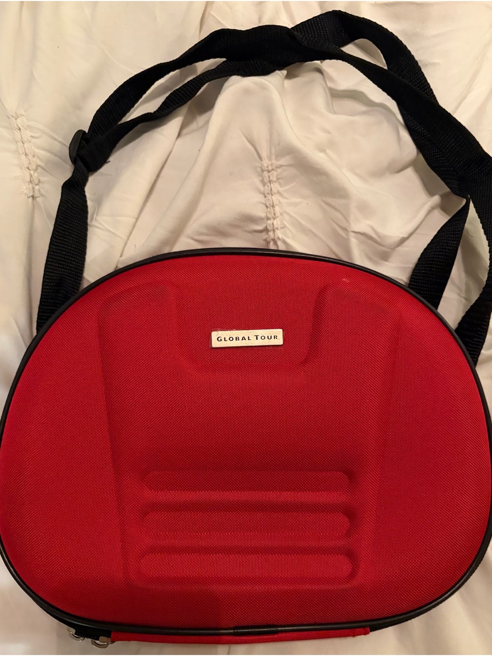 Red Travel Shoulder Bag with Black Strap